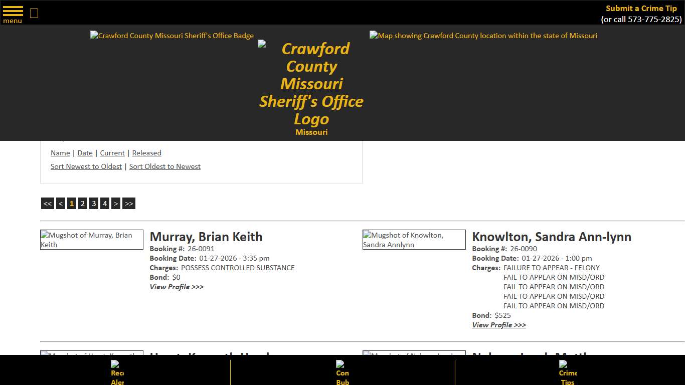 Inmate Roster - Current Inmates Booking Date Descending - Crawford County Sheriff MO